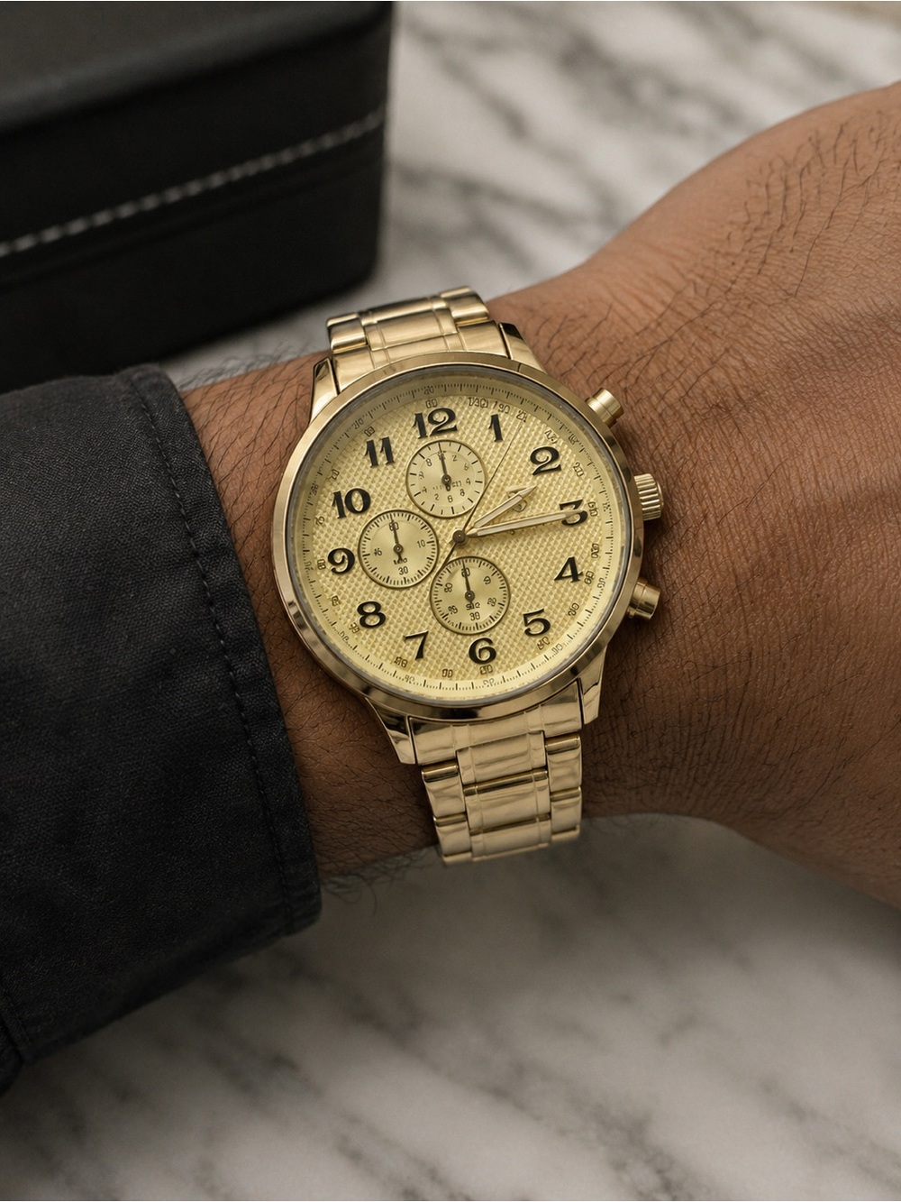 Invicta Montres Prestige MPW-0318 Gold Chronograph Watch 44mm NIB